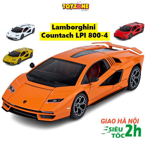Mô hình xe ô tô siêu xe Lamborghini Countach LPI 800-4 tỉ lệ 1:24 khung hợp  kim mở full cửa có đèn âm thanh cót chạy đà 