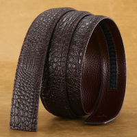 3.5cm Crocodile Real Genuine Leather Belts Body for Automatic Buckle Black Brown Cowhide Cowboy Belt No Buckle without Buckle
