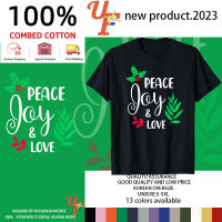 เสื้อยืดชาย Peace Joy Love Christmas Cool X-Mas Wreath
