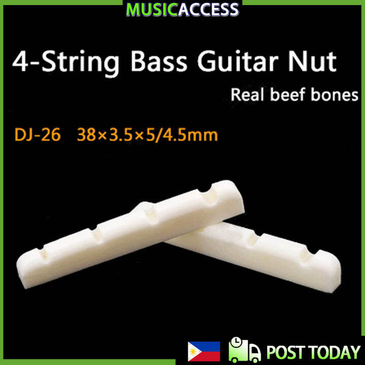 4 String Electric Bass Guitar Real Bone Bridge Saddle Slotted Bone Nut