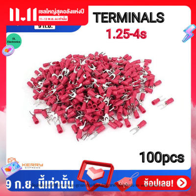 SV1.25-4 หางปลาเสียบแบบเขี้ยว 100pcs รองรับสายขนาดตั้งแต่ 0.5-2.5sq.mm