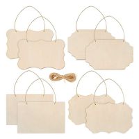 12Pcs Unfinished Wooden Hanging Sign Wood Blank Plaque Sheet DIY Craft Painting Writing Wedding Decoration