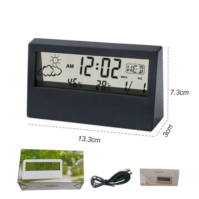 New design Transparent Electronic Alarm Clock Calendar Weather Temperature Humidity Display LED Table Clock with Snooze model