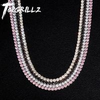 TOPGRILLZ Classic Micro Tennis Necklace 2.5-5mm Iced Out CZ Tennis Chain with New Fold Over Clasp Hip Hop Jewelry For Party Gift Fashion Chain Necklac