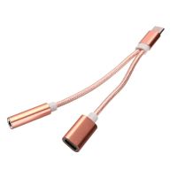 2 in 1 Type C to 3.5mm Jack AUX Audio Cable Headphone Audio Splitter Converter Adapter Cable Charging Cable 4 Colors Headphones Accessories