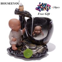 [Popular Accessory] Houseyou สองพระภิกษุสงฆ์น้อยหลอมเหลวกระถางธูปขนาดเล็กผู้ถือธูปหอมอโรมา10ชิ้นธูปโคน