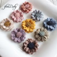 【cw】 3.8cm Soft Warmer Wool Korean Hair Accessories Floral Fabric Flowers 1