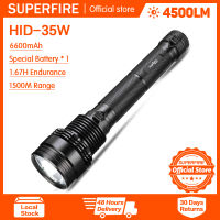 SupFire HID-35WไฟฉายLED 4500LMกันน้ำแบบชาร์จไฟได้Super Bright HIDไฟฉายซีนอนสำหรับล่าสัตว์กลางแจ้ง