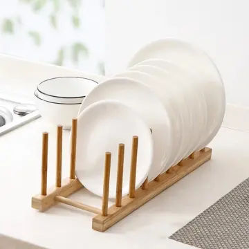 DIY Bamboo Drainer Wooden Dish Rack Plates Holder Kitchen Storage Cabinet  Organizer For Dish/Cutting Board/Plate/Cup/Pot Lid