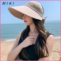 MIKI คลุมหน้า ชายคาใหญ่ ร้อย take หมวกชาวประมงหมวก หมวกป้องกันแสงแดด หมวกแก็ป หมวกบังแดดที่ว่างเปล่า