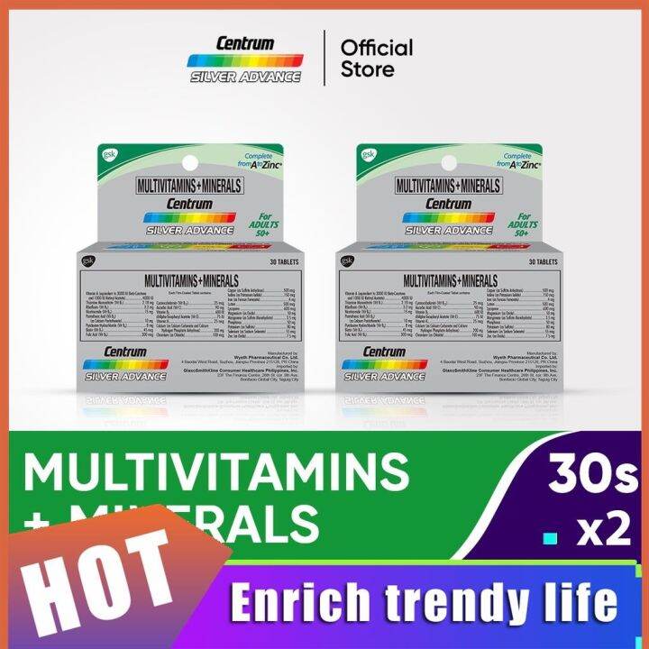 Centrum Silver Advance 30s x2 Multivitamins Minerals for 50 Healthy