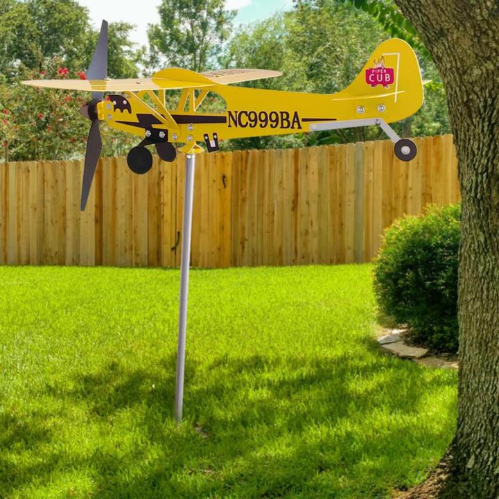 อุปกรณ์ตกแต่ง3d-เครื่องบินในสวน-อุปกรณ์ตกแต่งโลหะเก๋สุดสร้างสรรค์สำหรับกังหันลมปลั๊กอินป้องกันการกัดกร่อนและทนต่อสภาพอากาศสำหรับสวนกลางแจ้ง