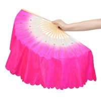 ✆▪ﺴ  18 bone monochromatic dancing fan three color square dancing fan dance dancing fan custom adult long silk fan