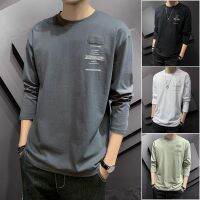 Cod M-3Xl เสื้อยืดลําลองสําหรับผู้ชายผ้าฝ้ายแขนยาวสไตล์เกาหลี