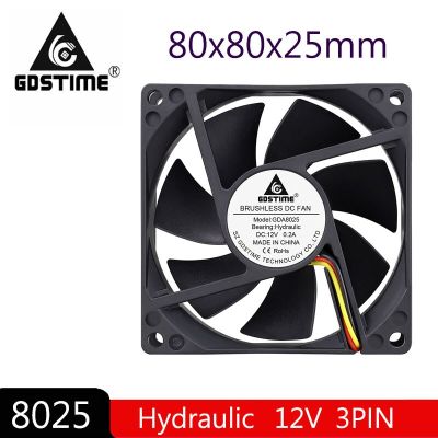 100 PCS Gdstime 8025s 80mm Radiator Cooling Fan 80x80x25mm 8cm DC 12V 3Pin FG Function PC CPU Computer Radiator  Case Cooler Fan Cooling Fans