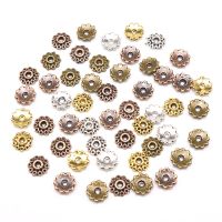 Small Flower Beads Caps Mix Spacer Beads  5mm 100/200pcs Tibetan Silver Plated Zinc Alloy End Caps Pattern Bead Caps Beads
