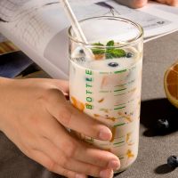 Creative Measuring Cups Milk Yogurt Coffee Tea Cup Transparent Glass Cup With Scale Durable Tea Juice Cup With Straw 300ml