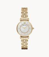 นาฬิกาข้อมือผู้หญิง Emporio Armani Womens Two-Hand Gold-Tone Stainless Steel Watch-AR1907