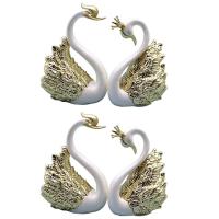 2 Pieces of Swan Ornaments Figurines,Swan Cake Decoration,Car Figurines Decoration,Home Wedding Christmas Decoration