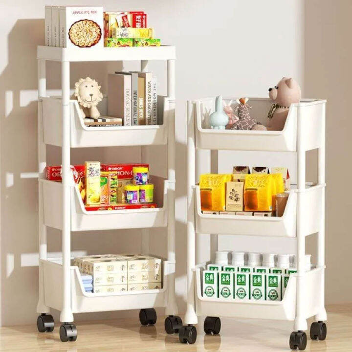 VARIEYT 4 Layer Book Shelf Under The Table Trolley Cart Moving Rack