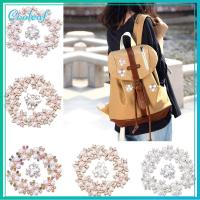 COOLEAF 10PCS งานฝีมือ DIY รูปดอกไม้ เครื่องประดับหมวก คลิปหนีบหมวก ปุ่ม Rhinestone กิ๊บติดผมไข่มุก กระดุมมุก