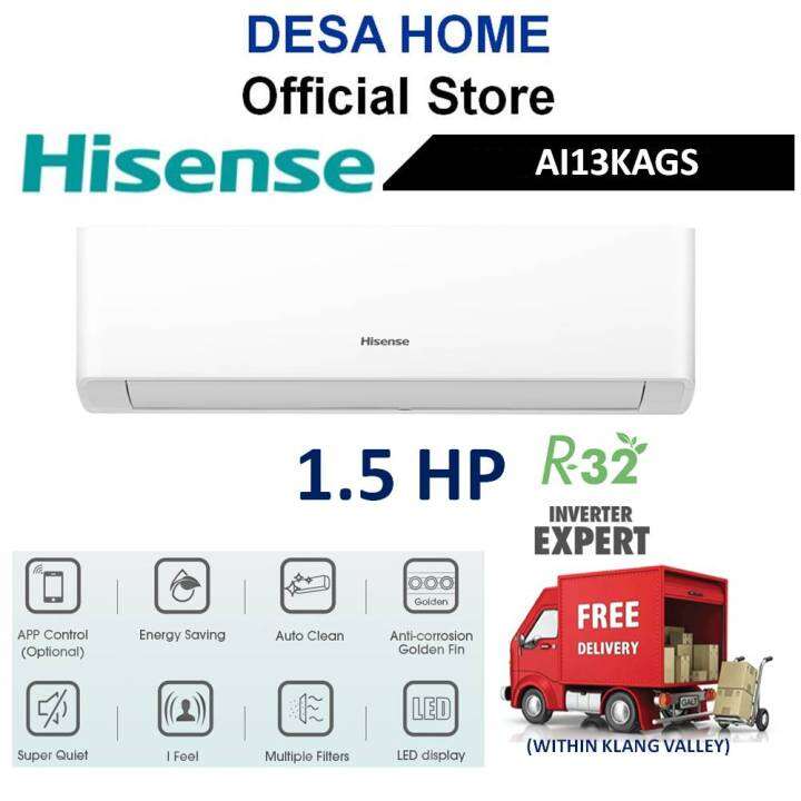 [FREE DELIVERY] HISENSE AI13KAGS 1.5HP INVERTER AIRCOND WITH HISMART