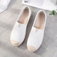 Loafer ผ้ารองเท้าผู้หญิงแบน loafers ผู้หญิง2022ใหม่สไตล์เกาหลีสีขาวผ้าใบลำลองผู้หญิงรองเท้าแตะหญิง Canvas