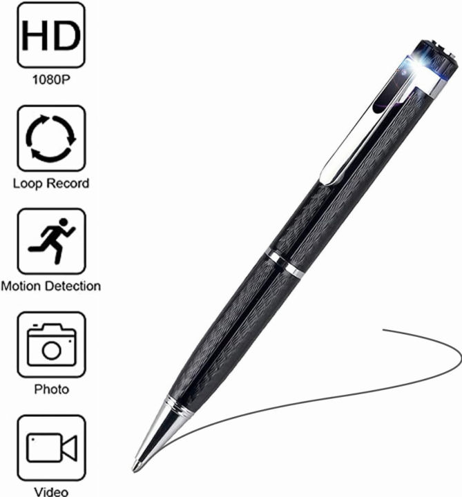 hasako-hidden-camera-pen-1080p-hd-2-5hrs-with-32gb-sd-card-2-in-1-camera-pen-mini-body-camera-card-reader-5-refills-for-business-conference-security-black