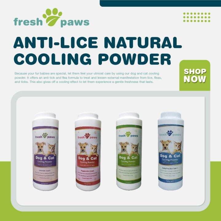 Fresh Paws Dog & Cat Cooling Powder for Tick & Flea Treatment and