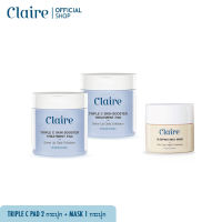 Claire Triple C Treatment Pad 2 กระปุก + Claire Sleeping Milk Mask Plus Collagen 1 กระปุก