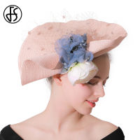 FS Fascinators ผิวสีชมพู Millinery หมวก Feather หรูหราจัดเลี้ยงเจ้าสาวงานแต่งงานโบสถ์ Headdress Kentucky หมวกสุภาพสตรี Fedora