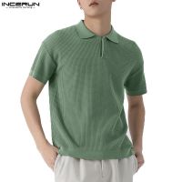 ◊ Incerun เสื้อโปโล แขนสั้น คอปก สีพื้น วาฟเฟิล ฤดูร้อน สําหรับผู้ชาย