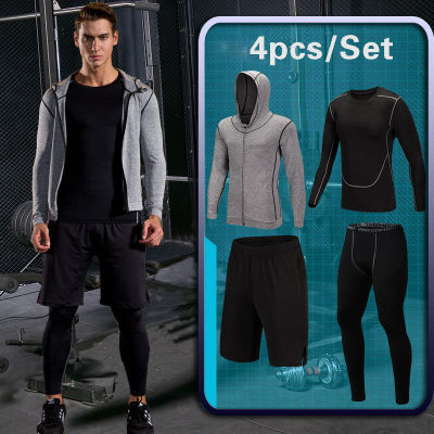 Mens Sports Suit Compression Tracksuit Fitness Gym Clothes For Jogging Sets Running Sportwear Training Exercise Workout Tights