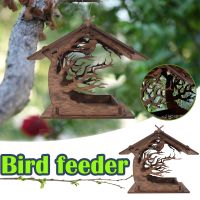 Wooden Bird Feeder Courtyard Villa Balcony Hanging Rainproof Bird Feeder Birds Food Supplie Container Appliance House Type Feed