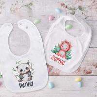 【DT】hot！ Personalised Baby Bibs Custom with Name Boy Cotton Bib Newborn Saliva Print Infant Shower Gifts