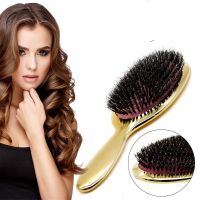 【CC】 Luxury Gold And Color Boar Bristle Paddle Hair Oval Anti Static Comb Hairdressing Massage