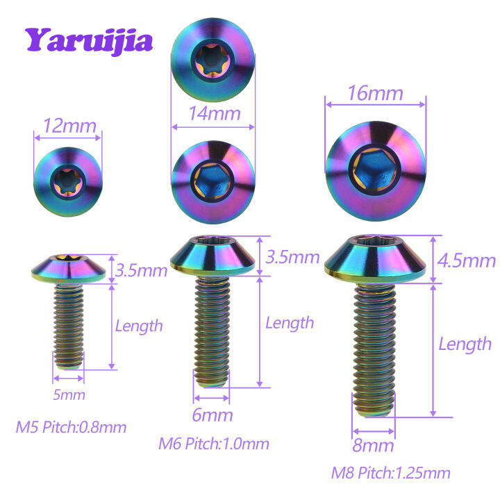 สกรู-m5m6m8x12152025mm-เกลียวไทเทเนียมหัวหกเหลี่ยมอัลเลนโบลต์หัว-torx-6ชิ้น