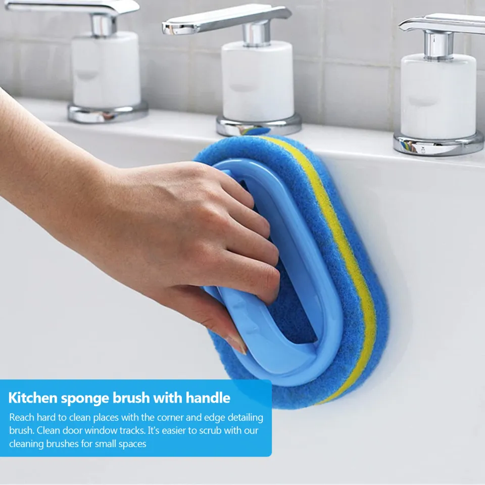 Handles Sponge Brush Blue Soft Magic Sponge Eraser Cleaning Bathtub Ceramic  Tile Cleaner Kitchen Tool