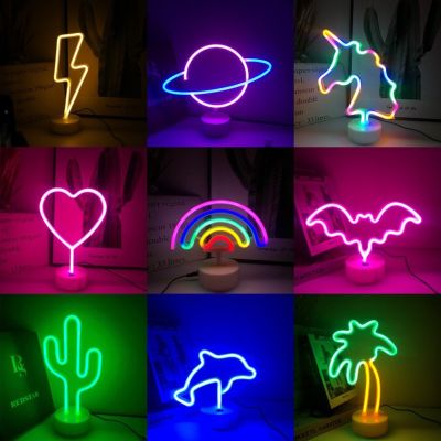Neon Light Party LED Flamingo Pineappl Colorful Pink Led Night Light for Bedroom Decor Neon Sign Wallpaper Christmas Neon Bulb Bulbs  LEDs HIDs