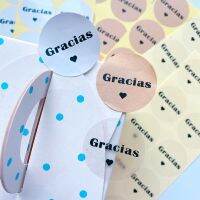 100Pieces Gracias sealing sticker Spanish Thank You black love heart DIY decorative stickers White/cowhide/transparent 3.5CM Stickers Labels