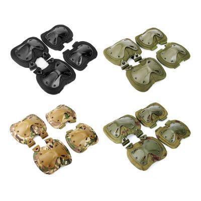 4Pcs Tactical Knee &amp; Elbow Pads Motorcycle Knee Elbow Protective Pads Adult Women Men Outdoor Sport Scooter Safety Gear Set Knee Shin Protection