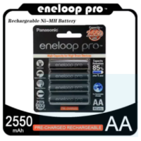 eneloop Pro 2550 mAh Rechargeable Battery AA x 4 - Black ถ่านชาร์จ เอเนลูป โปร 2550 มิลลิแอมป์ AAx4 ก้อน รุ่น BK-3HCCE/4BT