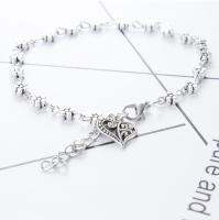 Upingi-ใหม่ R Silver Peach Heart สร้อยข้อเท้าสีเงินโบราณ hollowed OUT ดอกไม้ Ankletc474or