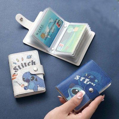 Disney Anti-Theft ID Credit Card Holder Cute Lilo Stitch Womens 20 Bits Cards PU Leather Pocket Case Purse Wallet For Women Men Card Holders