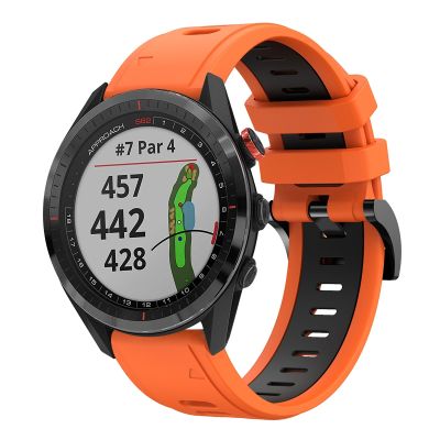 สำหรับการ์มิน S62 22มม. สองสีซิลิโคนกีฬาสายนาฬิกาข้อมือ (สีส้ม + สีดำ) (ขายเอง)