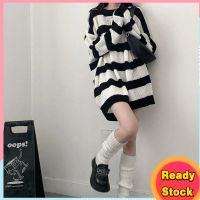 พร้อมส่ง STRIPED เสื้อกันหนาวถัก แขนยาว ลายทาง ทรงหลวม สไตล์พังก์ วินเทจ พลัสไซซ์ แนวสตรีท สําหรับผู้หญิง V728