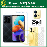 (3in1) สำหรับ Vivo V17Neo ฟิล์มป้องกันกระจกเทมเปอร์ + เลนส์กล้องถ่ายรูปฟิล์มป้องกัน + คาร์บอนไฟเบอร์ฟิล์มด้านหลัง VIVO V27E V25E V25 V15 V25Pro V23 5G V23E V21 V21E V20Pro V20SE V19neo V17ป้องกันหน้าจอ