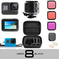 For GoPro Hero 8 kit Eva case tempered glass waterproof housing case Red filter frame silicone protector GoPro 8 Accessories Set