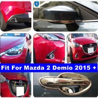 Chrome Exterior Refit Kit Grille Grill Fog Lamps Rearview Mirror Handle Bowl Cover Trim Fit For Mazda 2 Demio 2015 - 2019