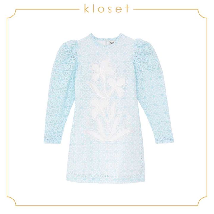 kloset-lace-mini-dress-with-floral-embroidered-aw19-d015-เสื้อผ้าผู้หญิง-เสื้อผ้าแฟชั่น-เดรสแฟชั่น-เดรสผ้าลูกไม้